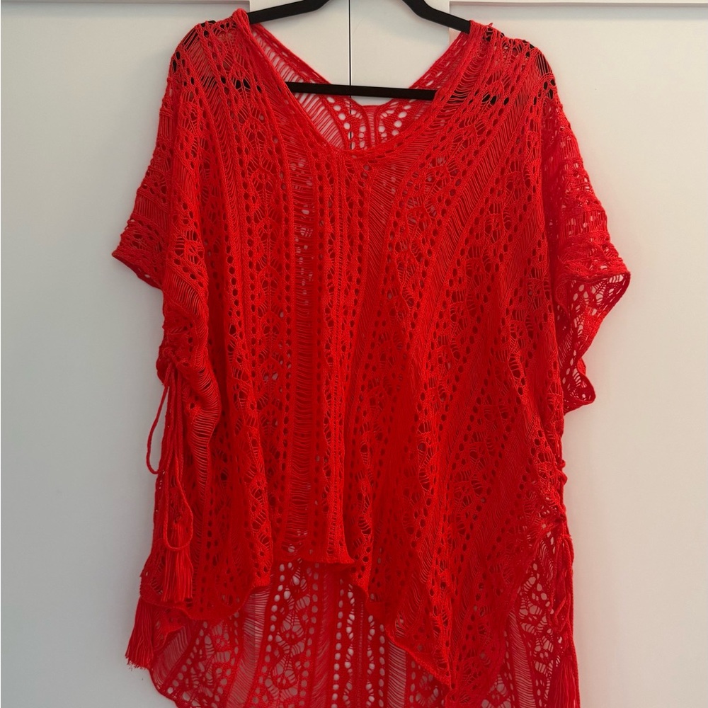 Red Crochet Swim Cover-Up